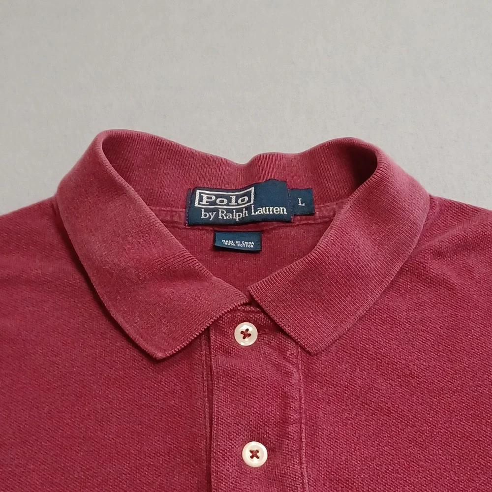 Polo Ralph Lauren Polo Shirt Mens L Burgundy Short Sleeve Pique Cotton Classic